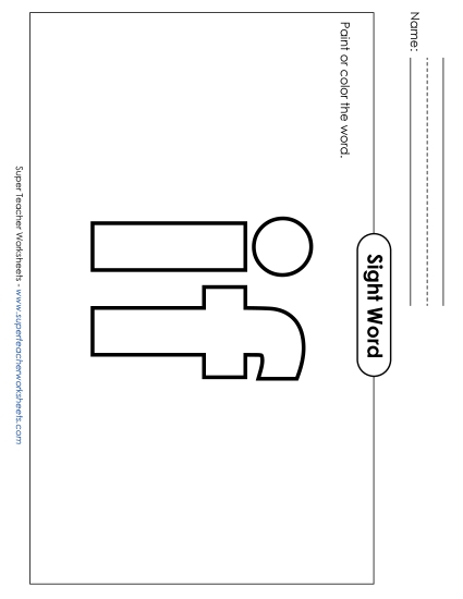 Paint or Color: If (Printable PDF Worksheet)