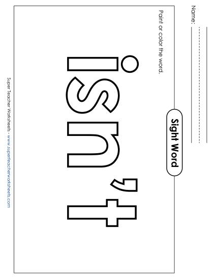 Paint or Color: Isn't (Printable PDF Worksheet)