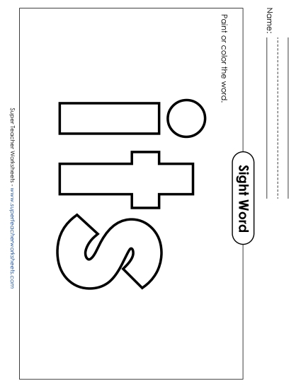 Paint or Color: Its (Printable PDF Worksheet)