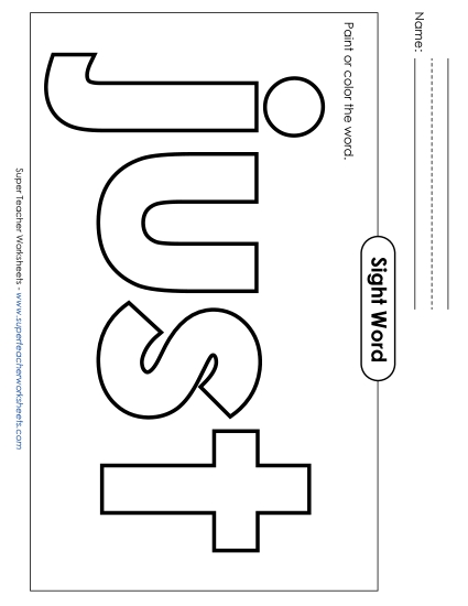 Paint or Color: Just (Printable PDF Worksheet)