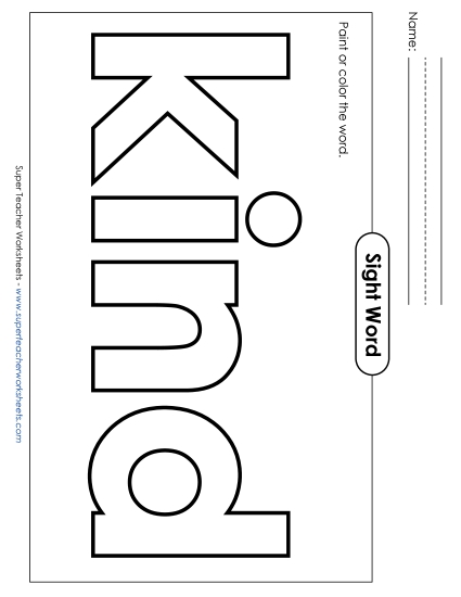 Paint or Color: Kind (Printable PDF Worksheet)