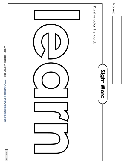 Paint or Color: Learn (Printable PDF Worksheet)