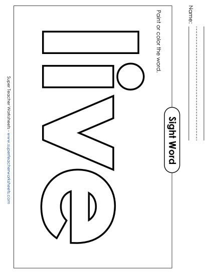 Paint or Color: Live (Printable PDF Worksheet)