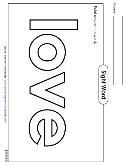 Paint or Color: Love (Printable PDF Worksheet)