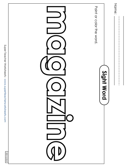 Paint or Color: Magazine (Printable PDF Worksheet)