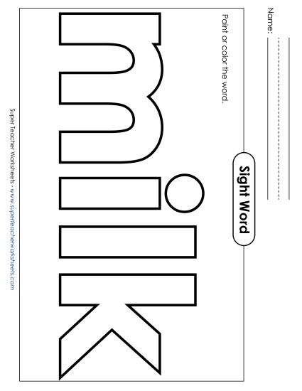 Paint or Color: Milk (Printable PDF Worksheet)