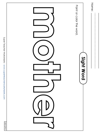 Paint or Color: Mother (Printable PDF Worksheet)