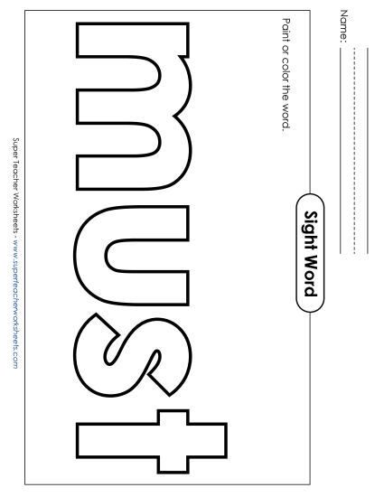 Paint or Color: Must (Printable PDF Worksheet)