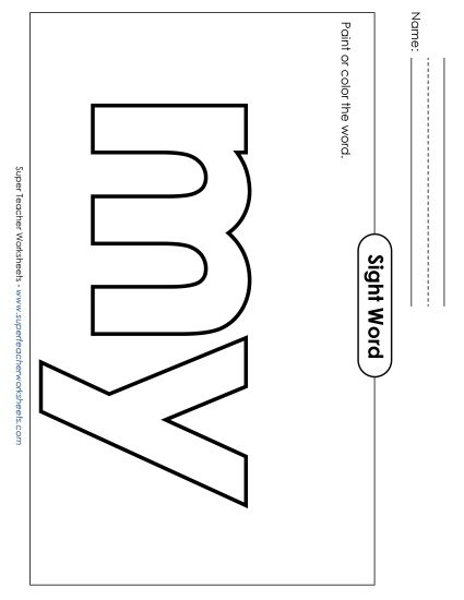 Paint or Color: My (Printable PDF Worksheet)