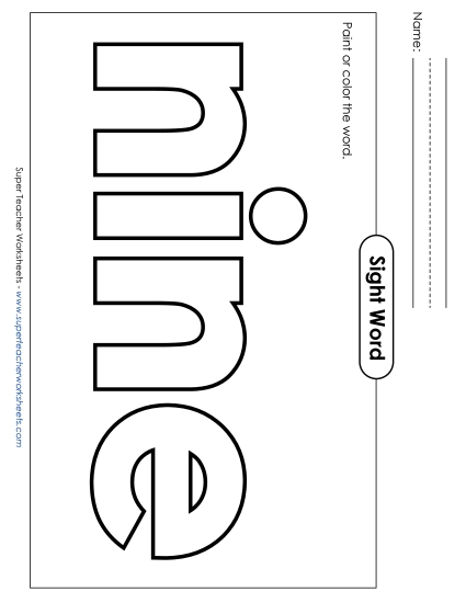 Paint or Color: Nine (Printable PDF Worksheet)