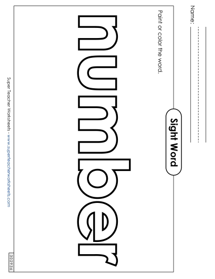 Paint or Color: Number (Printable PDF Worksheet)