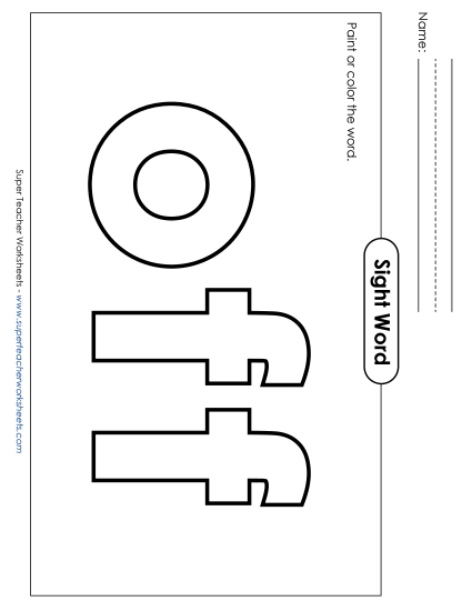 Paint or Color: Off (Printable PDF Worksheet)