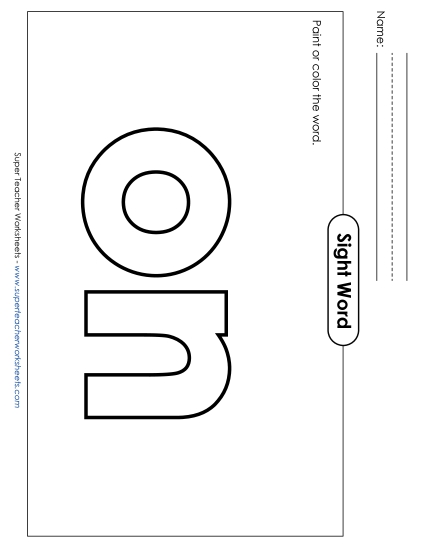 Paint or Color: On (Printable PDF Worksheet)