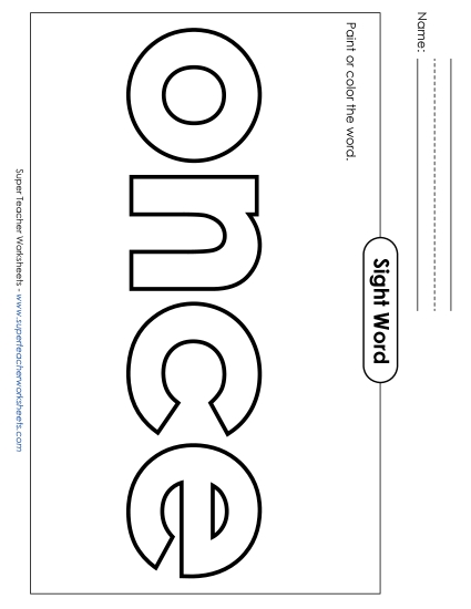 Paint or Color: Once (Printable PDF Worksheet)