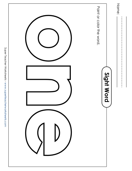 Paint or Color: One (Printable PDF Worksheet)