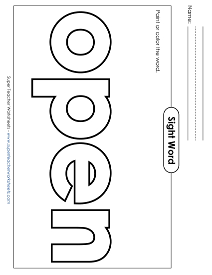 Paint or Color: Open (Printable PDF Worksheet)