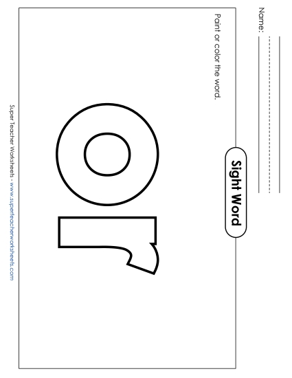 Paint or Color: Or (Printable PDF Worksheet)