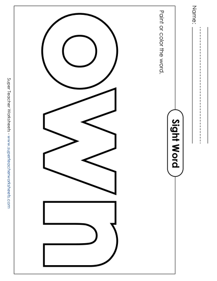 Paint or Color: Own (Printable PDF Worksheet)