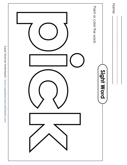 Paint or Color: Pick (Printable PDF Worksheet)