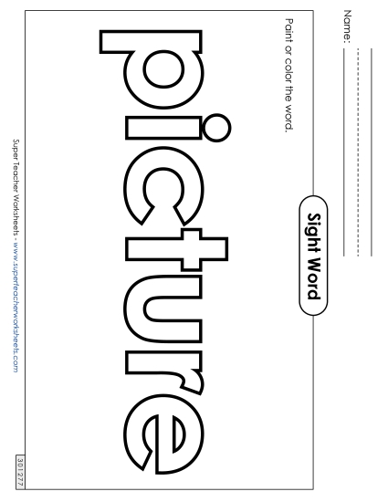 Paint or Color: Picture (Printable PDF Worksheet)