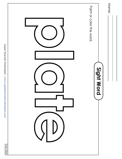 Paint or Color: Plate (Printable PDF Worksheet)