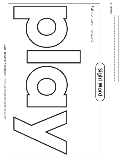 Paint or Color: Play (Printable PDF Worksheet)