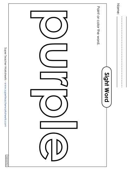 Paint or Color: Purple (Printable PDF Worksheet)