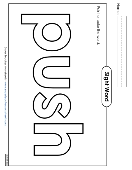 Paint or Color: Push (Printable PDF Worksheet)