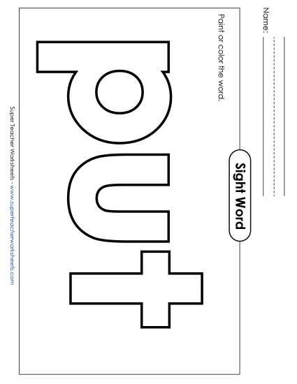 Paint or Color: Put (Printable PDF Worksheet)