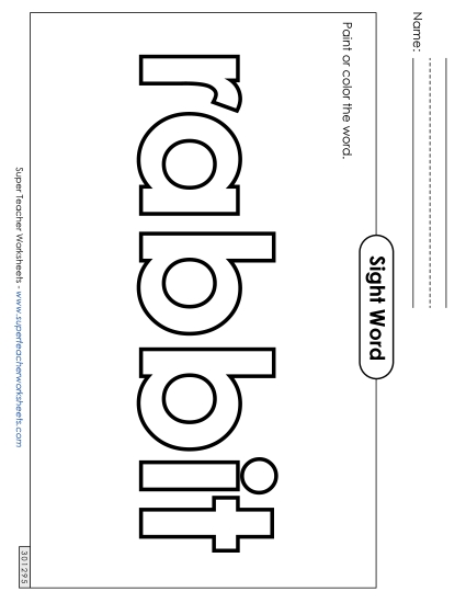 Paint or Color: Rabbit (Printable PDF Worksheet)