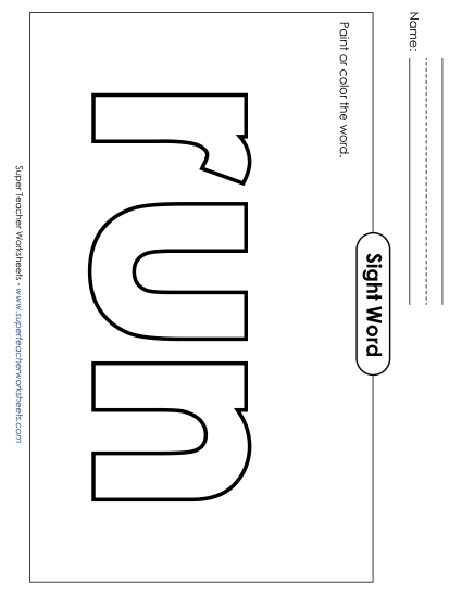 Paint or Color: Run (Printable PDF Worksheet)