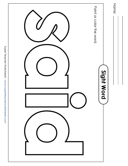 Paint or Color: Said (Printable PDF Worksheet)