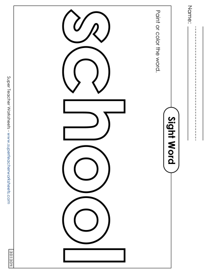 Paint or Color: School (Printable PDF Worksheet)