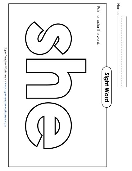 Paint or Color: She (Printable PDF Worksheet)