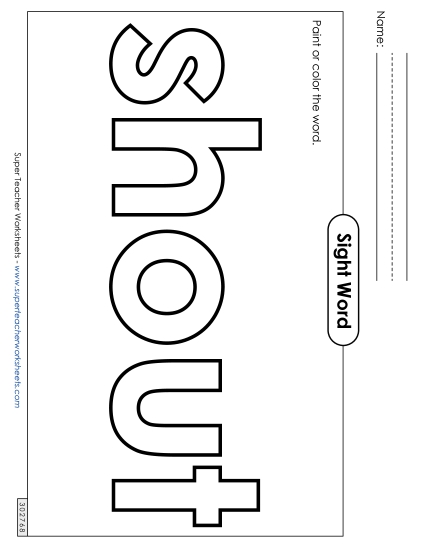 Paint or Color: Shout (Printable PDF Worksheet)
