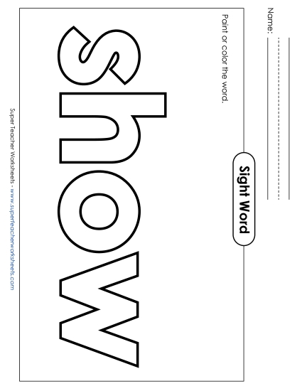 Paint or Color: Show (Printable PDF Worksheet)