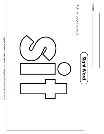 Paint or Color: Sit (Printable PDF Worksheet)