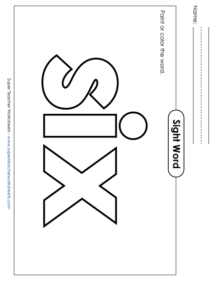 Paint or Color: Six (Printable PDF Worksheet)