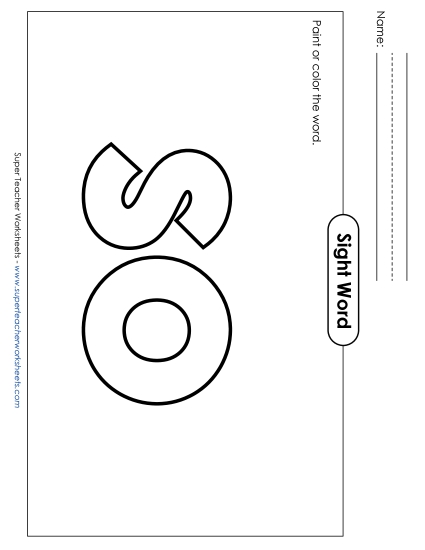 Paint or Color: So (Printable PDF Worksheet)