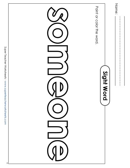 Paint or Color: Someone (Printable PDF Worksheet)