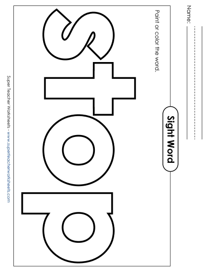 Paint or Color: Stop (Printable PDF Worksheet)