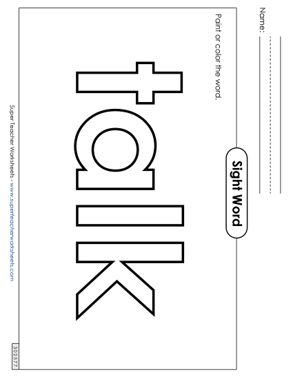 Paint or Color: Talk (Printable PDF Worksheet)