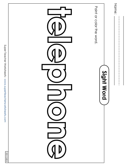 Paint or Color: Telephone (Printable PDF Worksheet)