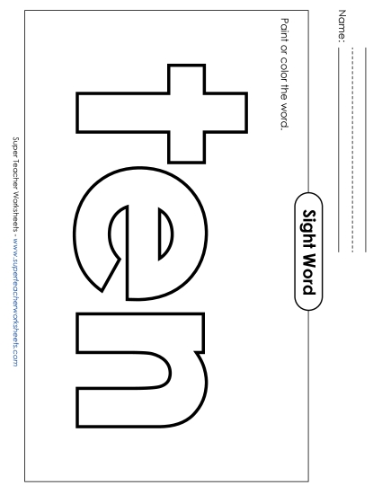 Paint or Color: Ten (Printable PDF Worksheet)