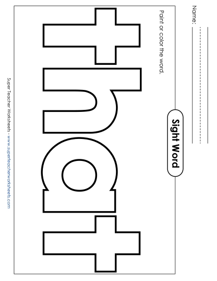 Paint or Color: That (Printable PDF Worksheet)