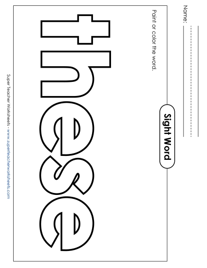 Paint or Color: These (Printable PDF Worksheet)