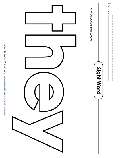 Paint or Color: They (Printable PDF Worksheet)