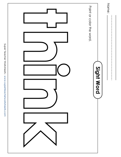 Paint or Color: Think (Printable PDF Worksheet)