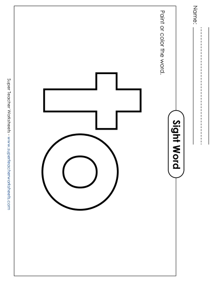 Paint or Color: To (Printable PDF Worksheet)