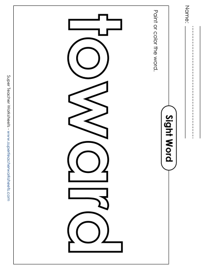 Paint or Color: Toward (Printable PDF Worksheet)